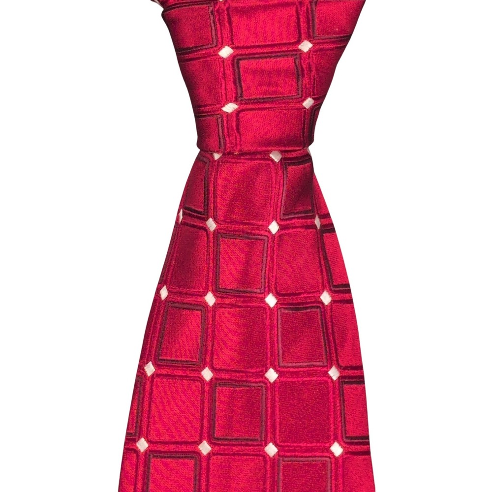 Donald J. Trump Necktie Mens OS Burgundy Red Geometric Silk Signature Collection
